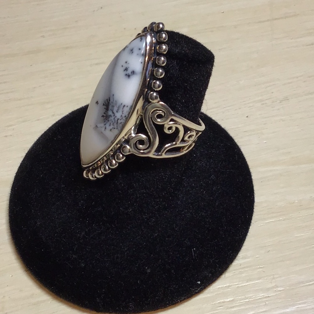 Dendritic Opal Marquise Ring - image 2